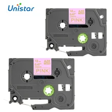 Unistar 2pcs TZe Satin Ribbon compatible for Brother P Touch 12mm TZe-RE34 TZ-RE34 Label Tape Pink Color PTD200, PTD600 Printer Unistar 2pcs TZe Satin Ribbon compatible for Brother P Touch 12mm TZe-RE34 TZ-RE34 Label Tape Pink Color PTD200, PTD600 Printer