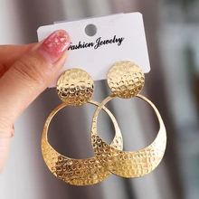 Простые модные геометрические большие круглые серьги золотого цвета с серебряным покрытием для женщин, модные большие полые висячие серьги, ювелирные изделия