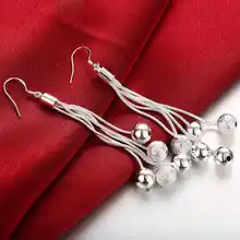 Free Shipping Newest silver plated earing 5 Line Bead drop cuff sport SMTE277