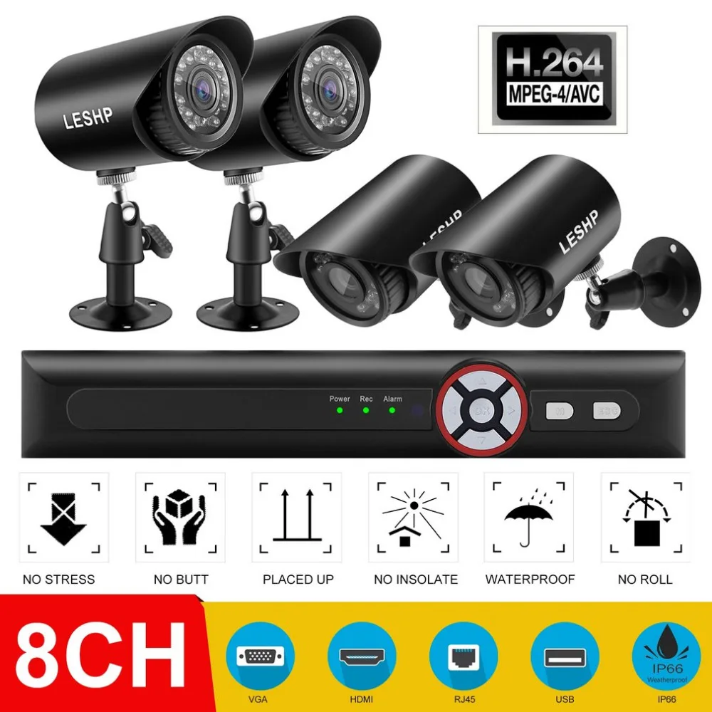 

Portable Waterproof Network Camera 8CH Home Security System CCTV System AHD Surveillance Kit Universal 1080P Camera DVR EU Plug