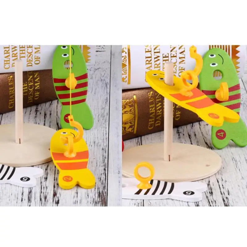 8 шт./компл. рыбалка цифровые красочные деревянные игрушки для детей рыбы комплект Колонка блоки игры для детей Изящные Развивающие детские игрушки забавные