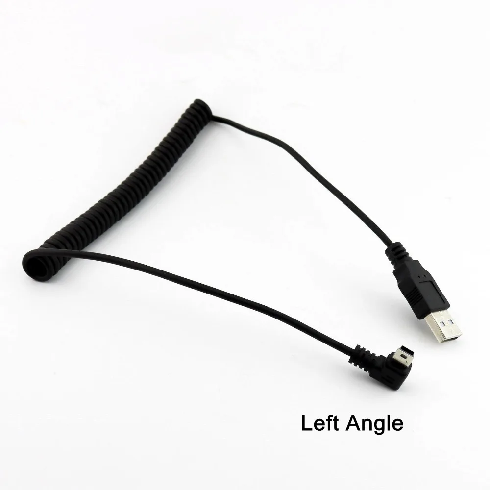 20x USB 2,0 A Male to Mini B 5Pin штекер Спиральный Соединительный шнур прямой/вверх/влево/вправо угловой 1,5 м