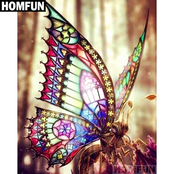 

HOMFUN Full Square/Round Drill 5D DIY Diamond Painting "Animal butterfly" Embroidery Cross Stitch 5D Home Decor Gift A01327