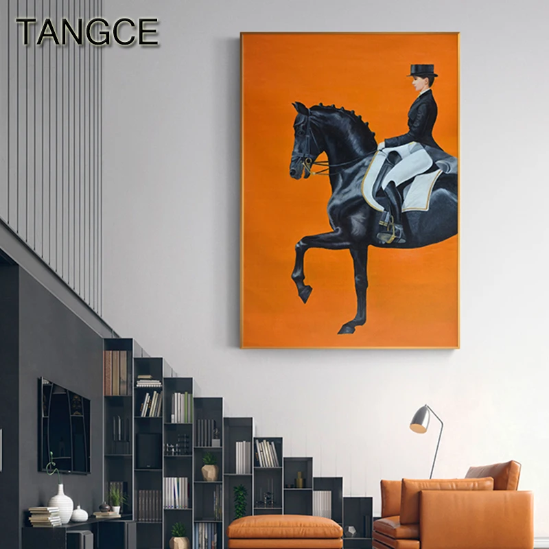 

Pop Saudi Arabia Painting Knight Horse Tableaux Big Size Poster Print Luxurious Wall Art for Living Room Hot Sell Cuadros Salon