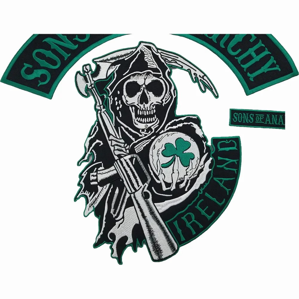 IRELAND SONS OF Biker Rider вышитая анархия Железная на спине куртка нашивка черная саржевая Ткань Сделай Сам экологичная