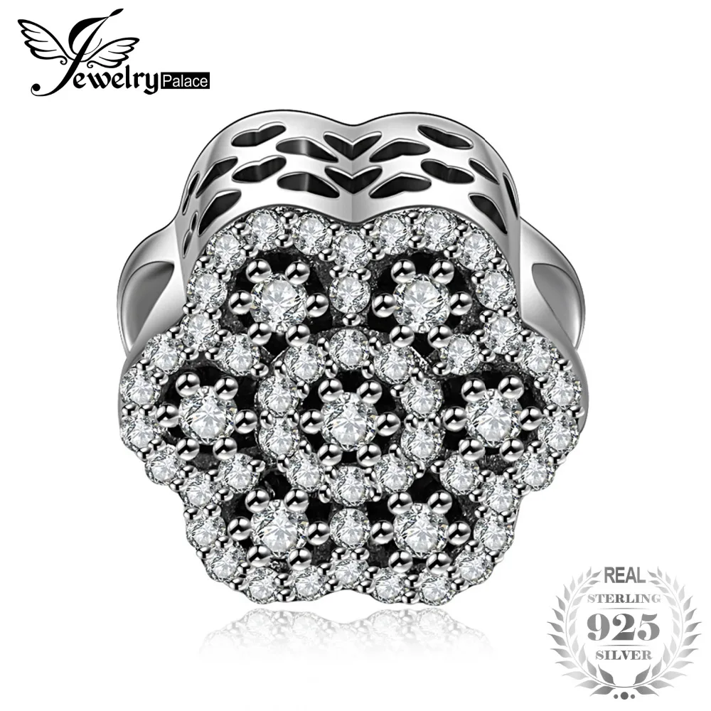 Jewelrypalace 925 Sterling Silver Openwork Flower Beads Charms Fit