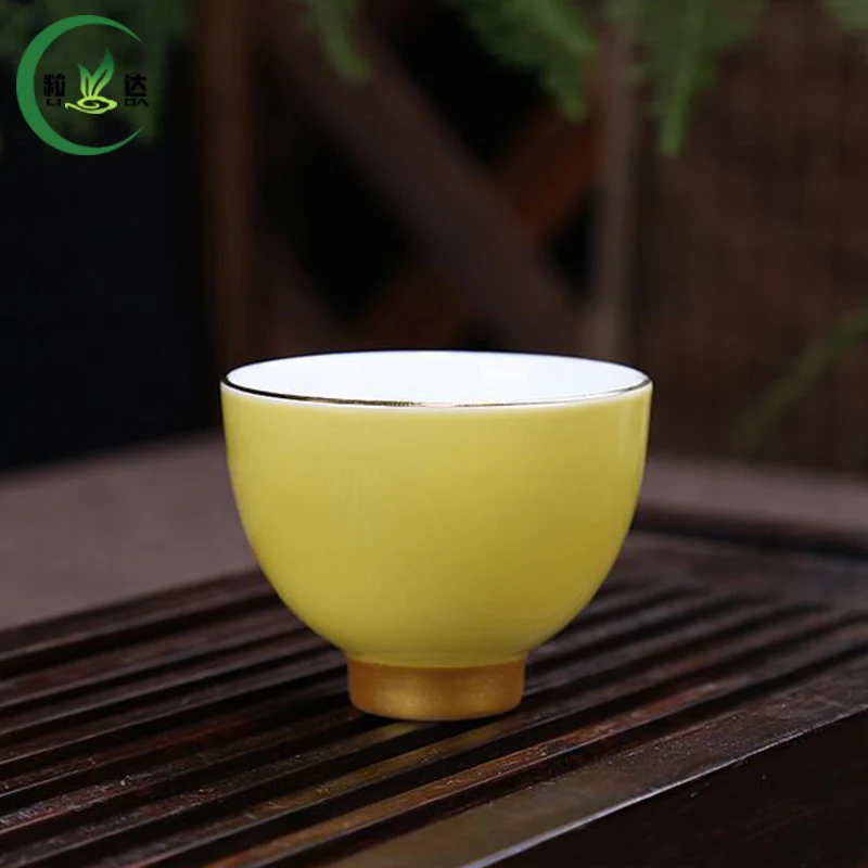 1 Pc High Quality Yellow Porcelain Tea Cup 60ml Green Tea Cup Oolong