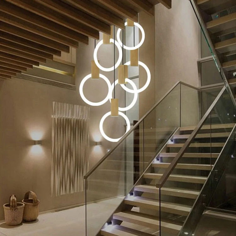 Modern LED chandelier nordic living room pendant lamp bedroom fixtures staircase lighting loft illumination long hanging lights