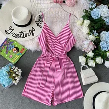 New Summer Lace Up Playsuits Women Rompers Vintage Striped Camis Jumpsuits Bohemian Beach Holiday Body Mujer New Summer Lace Up Playsuits Women Rompers Vintage Striped Camis Jumpsuits Bohemian Beach Holiday Body Mujer