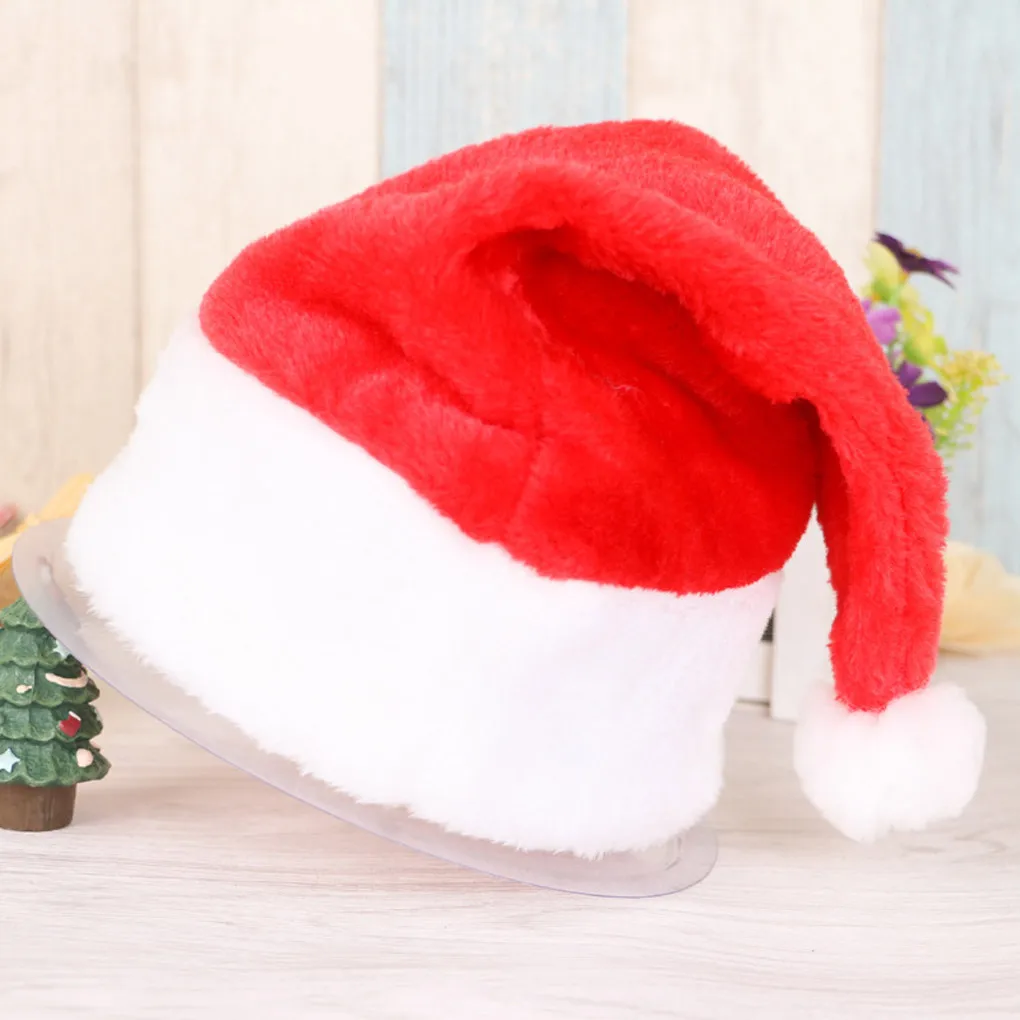 Красный и белый Рождественский официальный плюшевый Санта-Клаус шляпа и комфортный лайнер Рождественский костюм шляпа - Цвет: Adults