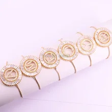 6 шт. Популярные Золото Micro Pave CZ циркония инициалы письмо-Z круглый Талисманы браслет ювелирные изделия
