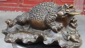 

Chinese Fine Copper Bronze Feng shui Wealth Coin Money Three-legged Toad Statue