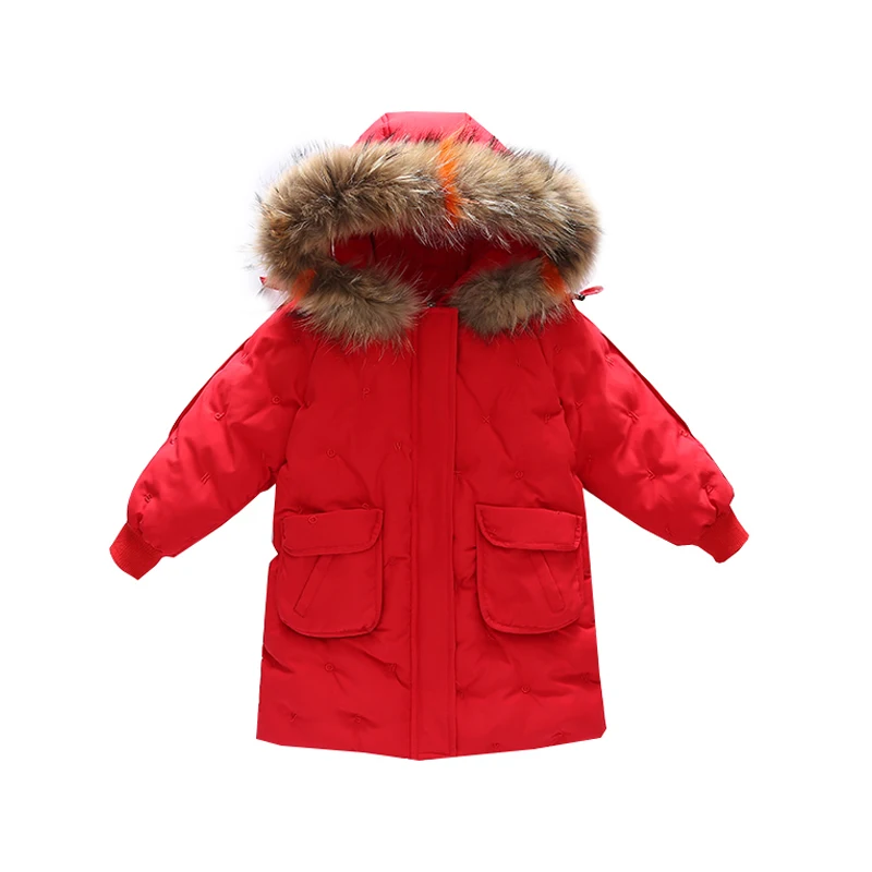 

Girls Winter Jackets Kids Warm Coats New Winter Parkas Letter embroidery Coats Thick Warm Outwear Children High-quality Jackets
