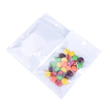 

8*13cm Clear+White Zipper Plastic Packaging Bags Electronic Accessories Case Cover Pearl Film Opp Storage Package Bag