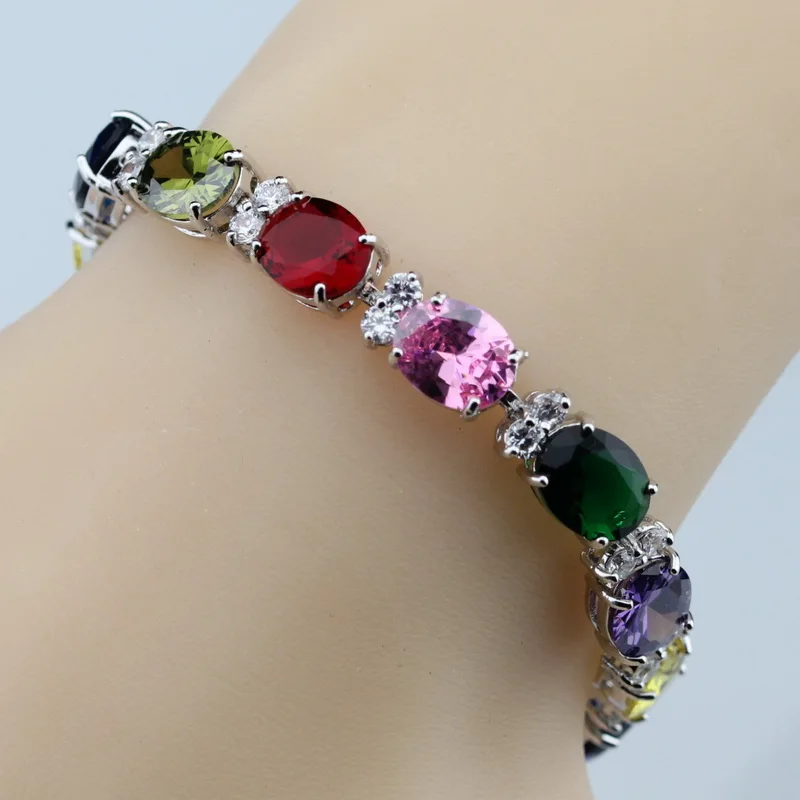 Prix pour 925 Sterling Argent Coloré Multi-Coloré Gemmes Bracelet de Santé De Mode Bijoux Pour Femmes Bijoux Free Box SL120 Prix pour 925 Sterling Argent Coloré Multi-Coloré Gemmes Bracelet de Santé De Mode Bijoux Pour Femmes Bijoux Free Box SL120