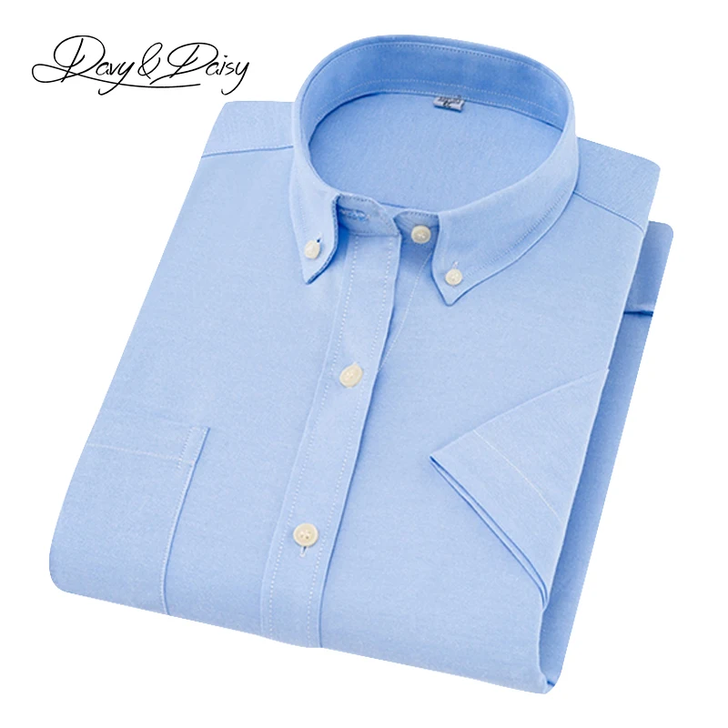 

DAVYDAISY 2019 New Arrival Men Shirt Summer Oxford Solid Short Sleeve Shirts Men Fashion Causal Shirt Chemise Homme DS-256