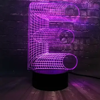 

Cool Memorial lamp 3D lighting Alphabet letter E Multicolor Gradient night light Desk Table Led home bar decorative kids toys