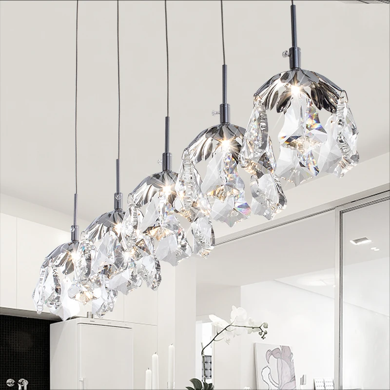 

Nordic modern minimalist personality LED K9 single crystal chandelier Maple Leaf Restaurant Bar bedroom lamps