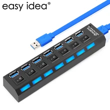 High Speed USB 3.0 Hub 7 Ports 5Gbps Splitter On/Off Switch Adapter Cable For PC Desktop Notebook