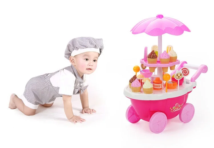 Детский игровой дом игрушка с светильник музыкальная мини-тележка для девочек конфеты Suppermarket лодка мороженое тележка с барбекю Дети Малыши игрушки