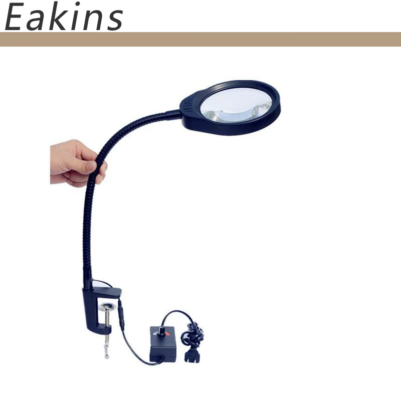 Desktop magnifier 10X magnifying glass table machine soft rod dimmable
