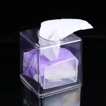

Tissue Storage Box Fashion Acrylic Square Tissue Case Transparent Tissue Holder Paper Storage Box Craft Home Supplies