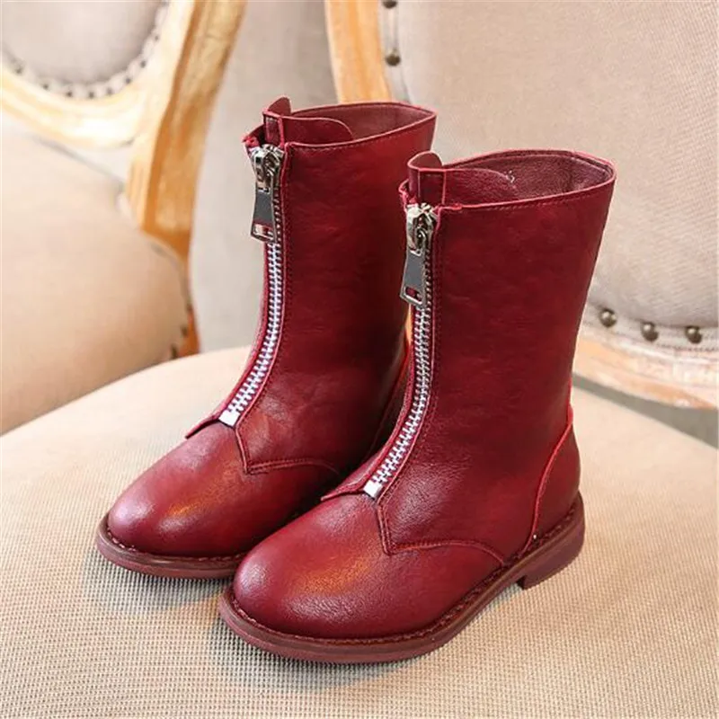 

New Children Shoes Genuine Leather Boots Girls High Martin boots Princess Baby British style Student Kids Single Boots 02A