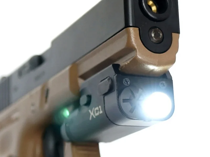 Tactical Ultra Light Compact Pistol Revólver Lanterna Paintball Airsoft Militar Caça Luz Arma Cqc Xc1 3 Luzes de armas