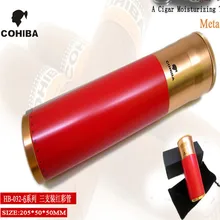 COHIBA Red Cylindrical Cigar Hydrating Tube Humidor COHIBA Gadgets Aluminum Alloy Portable Travel Cigar Tube