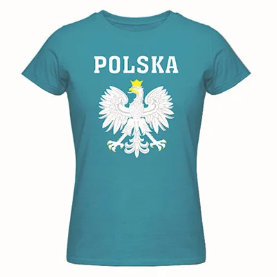 Polka POLAND идеально подходит для женской футболки хлопок camisetas mujer kawaii футболка Женская с коротким рукавом укороченный Тройник - Цвет: Небесно-голубой