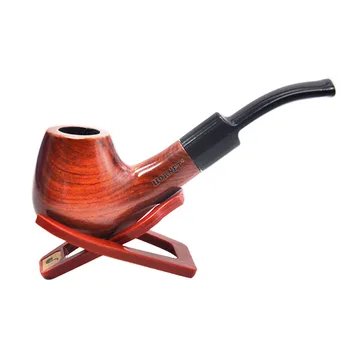 

Bent Red sandalwood 18mm filter tobacco pipe Smoking Pipe with 6 accessories