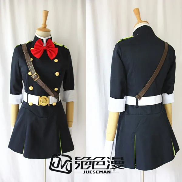 

Seraph of the end Mitsuba Sangu Cosplay Costume Custom Made Dress +Gloves Military uniform