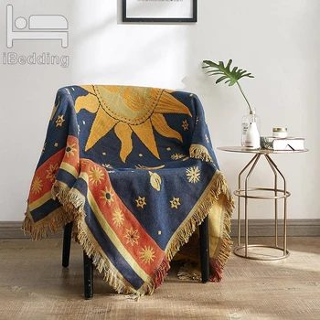 

Sun God Helios Sofa Towel Decorative Slipcover Throw Blanket With Tassel Thicken Non-slip Plaid Piano Throws Sofacover