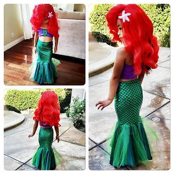 

the princess ariel dress cosplay costume kids for girl fancy green dress