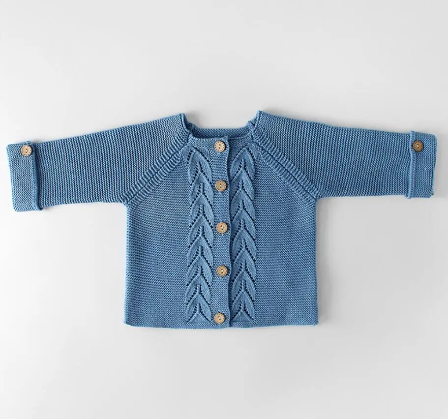 Одежда для маленьких девочек осенний детский хлопковый комбинезон, комплект для новорожденных, кардиган для маленьких девочек, свитер для мальчиков Детский комбинезон хлопок для девочек - Цвет: Blue