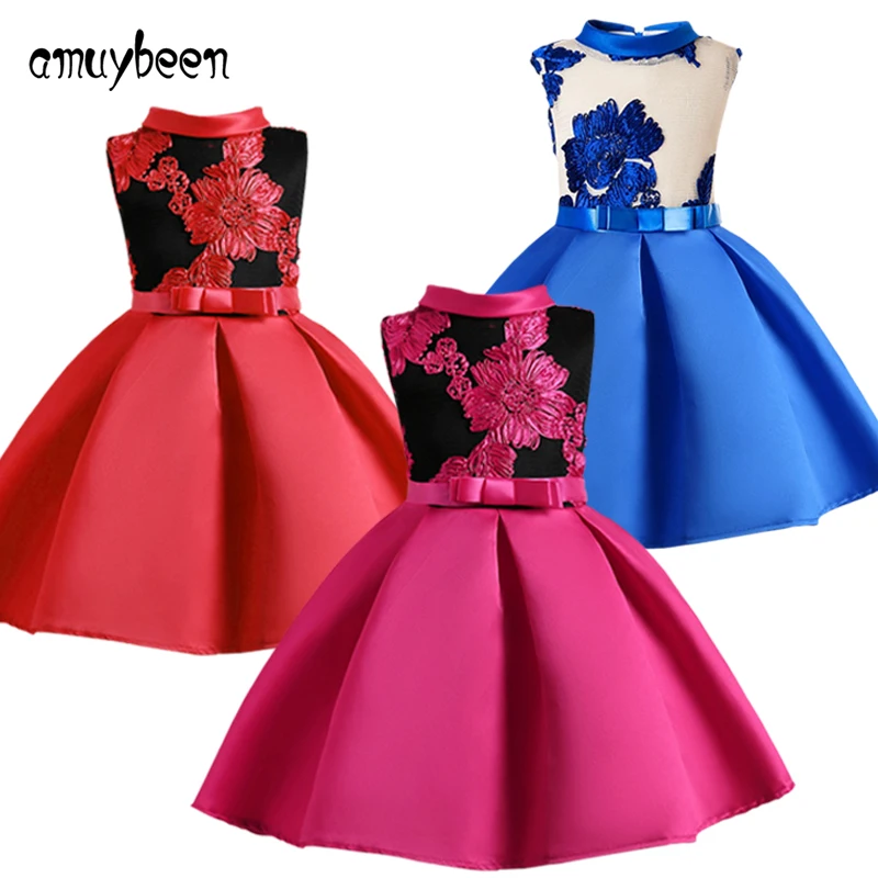 

Amuybeen Girls Dress Flower Lace Princess Summer Sleeveless Dresses Kids Clothes Party Christmas Children Costumes 4 6 10 Years
