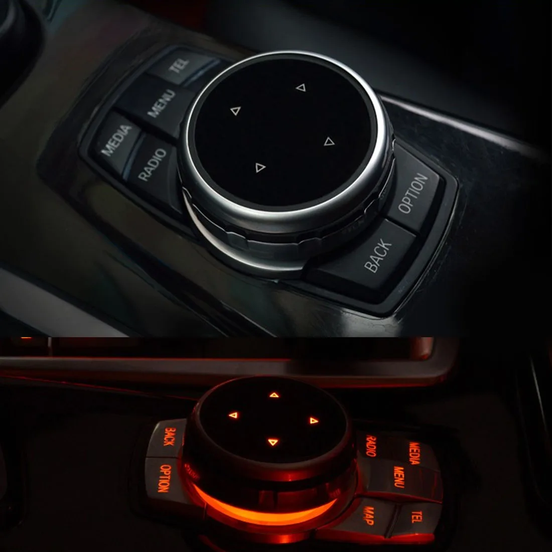 Автомобильный мультимедийный кнопки крышка м эмблемы наклейки для BMW X1 X3 X5 X6 F30 E90 E92 F10 F18 F11 F07 GT Z4 F15 F16 F25 E60 E61 - Название цвета: 7 Keys Button