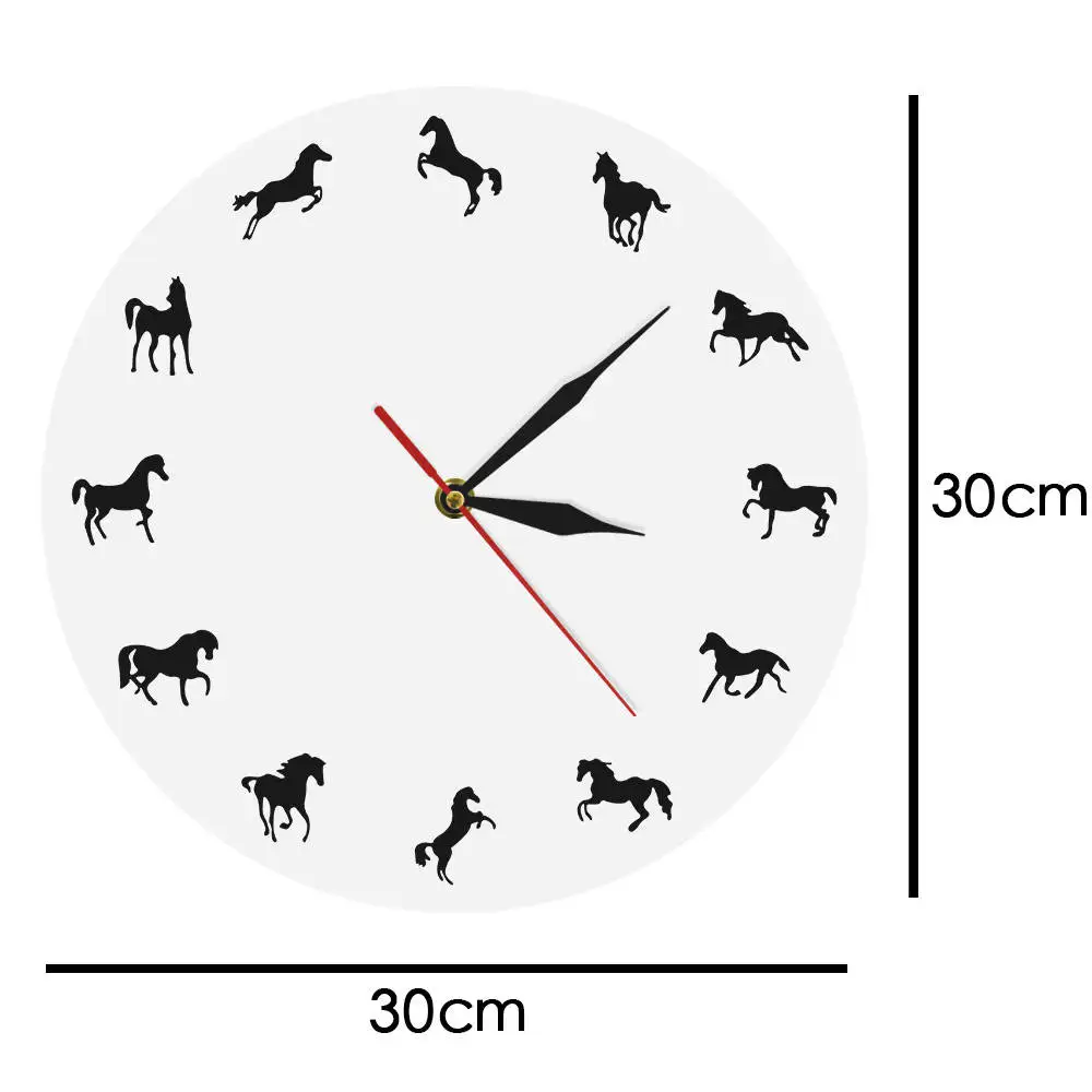 1 шт. дикие часы лошадь животные настенные часы Современные круглые Настенные часы наездник домашний декор Современная гонка
