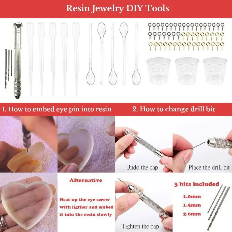 107pcs Silicone Resin Jewelry Casting Mold DIY Pendant Tools Set for Beginners