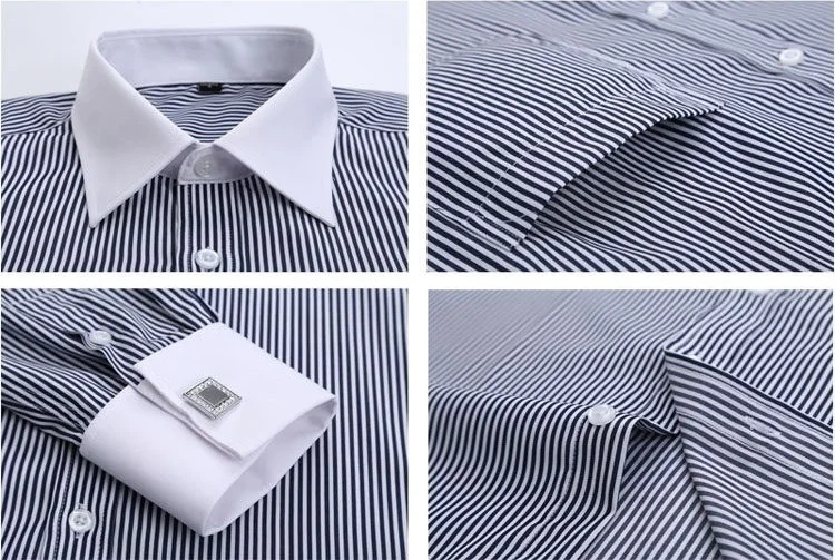 BIANYILONG/ Новая роскошная французская запонка, полосатые рубашки с длинным рукавом, Классическая мужская рубашка большого размера 5XL 6XL