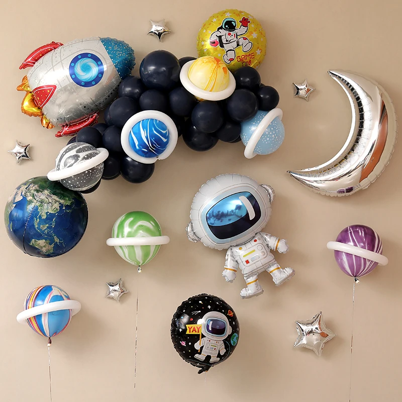 

Space series foil balloon HAPPY BIRTHDAY party decoration earth planet explore protect environment theme moon stat