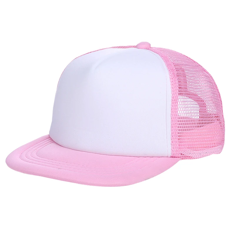 pink Детская бейсбольная кепка, детская сетчатая Кепка, хлопковая, в полоску, на заказ, сделай сам, летняя кепка, Спортивная Кепка s, детская, однотонная, для мальчиков и девочек, головные уборы, аксессуары - Цвет: pink