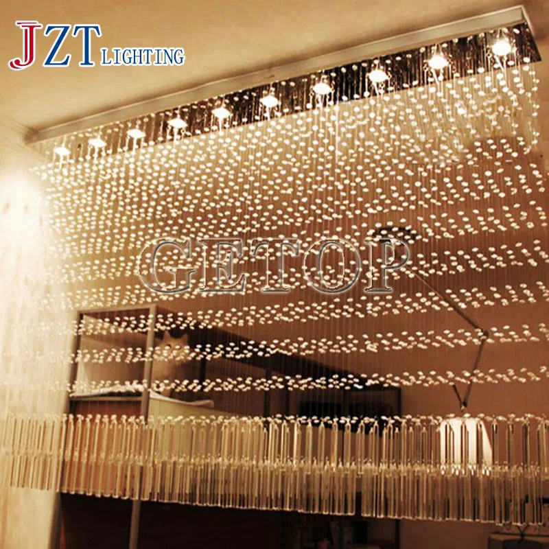 

J Best Price Modern k9 crystal led lamp rectangle restaurant messenger wire lamp sitting room partition lamp led ceiling light