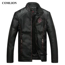 Comlion jaqueta de couro falso masculina, de alta qualidade, clássica, para moto, jaqueta de cowboy, casaco grosso M-5XL c46