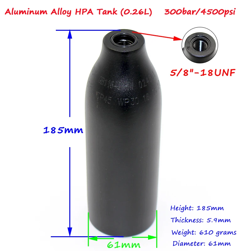 QUPB PCP Пейнтбол 0.26L газовый баллон высокого давления HPA бак 5/8 18 UNF резьба с