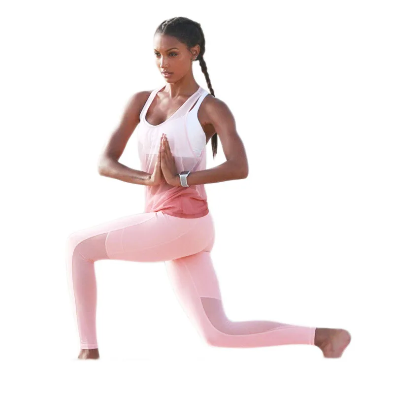 

Pink Sexy Yoga Sports Running Fitness 3 Piece Set Running Sports Wear Fitness Clothing Exercise Dance Gym Sport Yoga Set Women