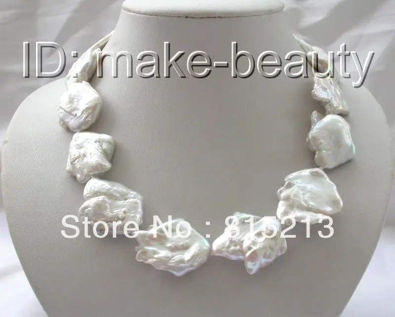 

ddh001362 stunning big 34mm baroque white keshi reborn freshwater pearl necklace 28% Discount (A0329)