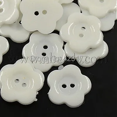 Acrylic Sewing Buttons for Costume Design Plastic 2-Hole Dyed Flower Wintersweet White 22x2mm Hole: 2mm |