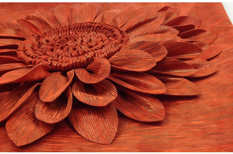 Almofada, Artesanal, Flor do Sol, Grosso, Luxo, 45cm x 45cm