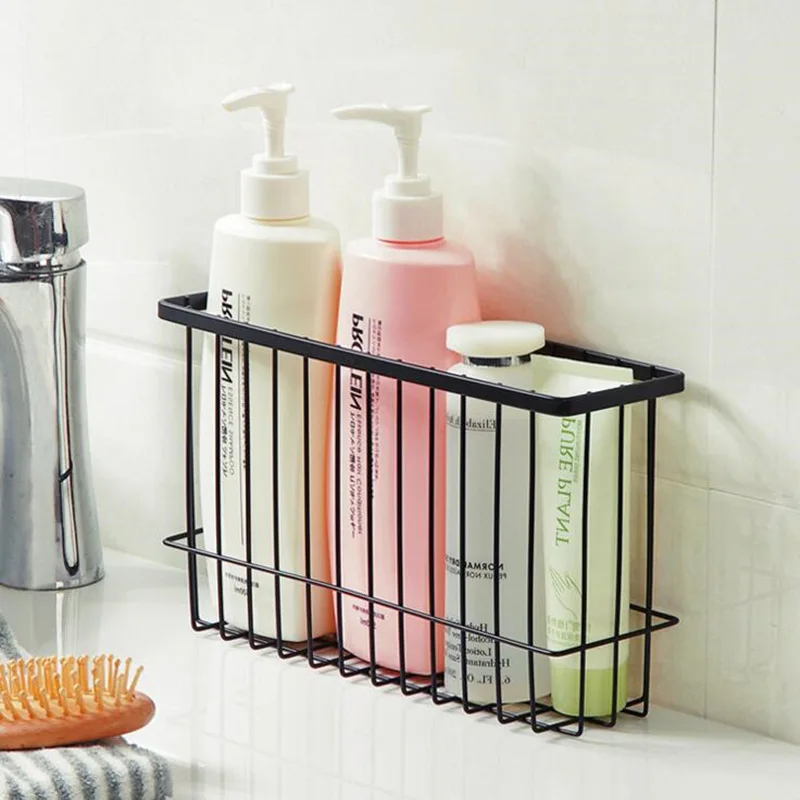 Simple Wall mounted Iron Storage Rack Bathroom Shelf No Hole